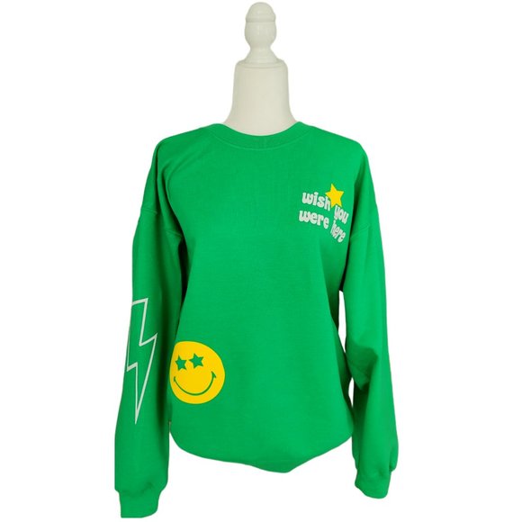 Green Smiley Star Lightning Bolt Sweatshirt - Picture 7 of 9